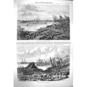  1864 Effects Cyclone Calcutta India Ships Natives