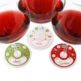Holiday Christmas Wine Glass ID Marker Tags   Set of 24