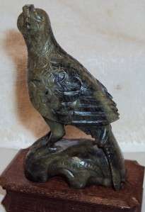 China 19th Century Jade Carved Falcon & Stand Chinese  