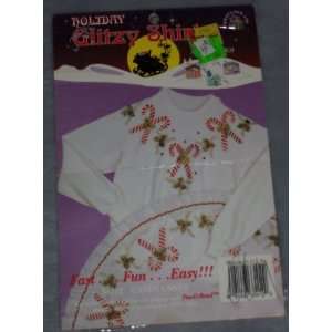  Holiday Glitzy Shirts Iron On Applique Kit Candy Canes 
