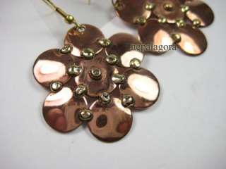 E2391 copper tone flower gypsy earrings indian jewelry  