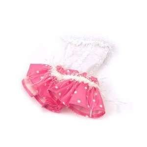   Pink Polka Dots with Eyelash Trim Dog Dress (Small)