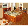 Merlot Solid Pine Wood Bookcase Full Size Bedroom Set (5 Pieces 