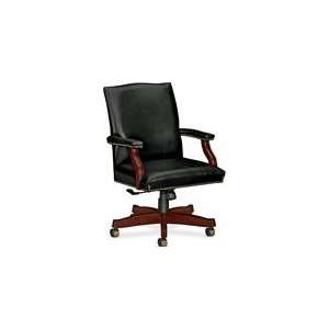    Hon Executive Black Leather Crest Back Chair: Office Products