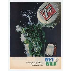  1967 7 Up Soda Wet & Wild Bottle Cap Print Ad