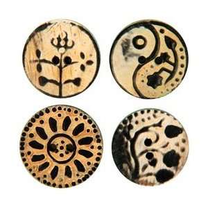  Vision Trims Handmade Horn Buttons 4/Pkg Circle Flower 
