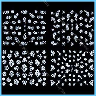 30 Sheets 3D White Seal Decal Stickers Nail Art Manicure Tips DIY 