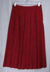 TALBOTS PETITES Navy & Red Houndstooth Pleated SKIRT 8P  