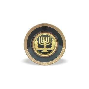   Gold Ceramic Decorative Plate with Knesset Menorah 