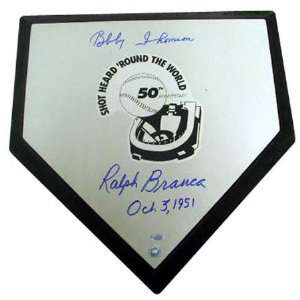  Ralph Branca & Bobby Thomson Autographed Home Plate 