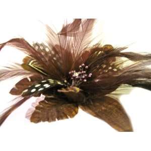  Brown Hair Feather Flower Hat Clip/ Brooch: Beauty