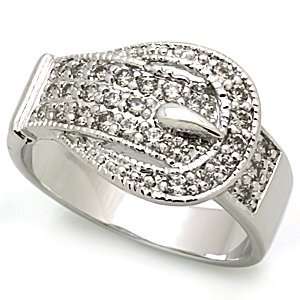  Belt Buckle Design Clear CZ Ring Size (5) Jewelry