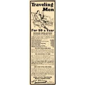  1903 Ad Traveling Mens Accident Insurance Iowa State 