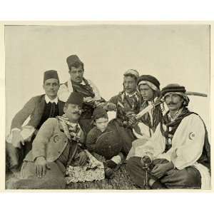   Fair Bedouin Turk Men Tribe   Original Halftone Print