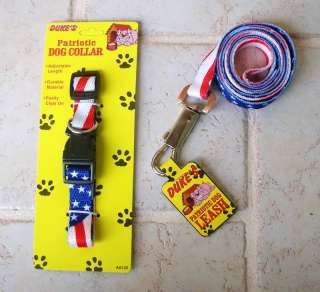 Dukes Patriotic Dog Collar and Leash Set   New w Tags  