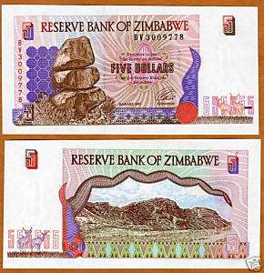 Zimbabwe, 5 dollars, 1997, P 5, UNC  