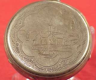   Swing out 1850 Keywind Case Engraved House Boat 45mm Movement  