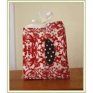  Baby Bib, Burp Cloth & Blanket Baby Gift Set   Red Damask 