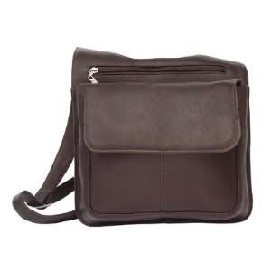    Chocolate Piel Leather Slim Line Sling Mail Bag: Office Products