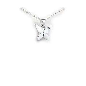  Sterling Silver Butterfly Pendant with Cubic Zirconia 