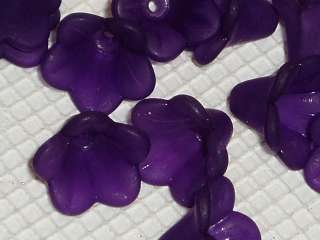 Matte Eggplant Purple Lucite Lily Flower Beads 14mm  