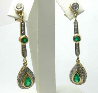 80tcw Glimmering Colombian Emerald & Diamond Dangle Earrings  