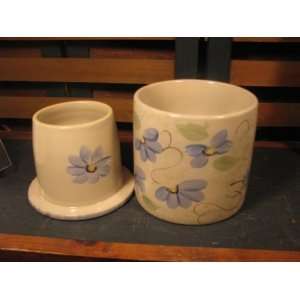 Annies Garden Pottery   French Kitchen Butter Bowls (Blue Daisy 