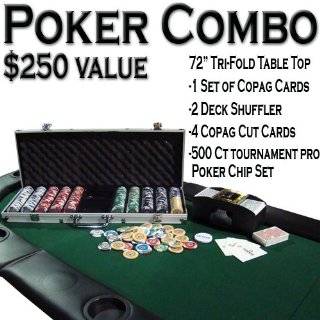   Hold Em Poker Combo Pack w/ 72 Tri Fold Table Top   All in one Kit