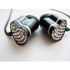 Crystal Case White Heart Crystal Rhinestone Earbuds with Black Cord