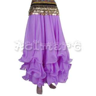 lady Belly Dance Skirt Chiffon 3 layer Circle Dress NWT  