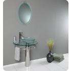   Glass/ Stainless Steel Bathroom Vanity with Frosted Edge Mirror