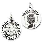 JewelryWeb Sterling Silver Antiqued Saint Michael Army Medal Pendant