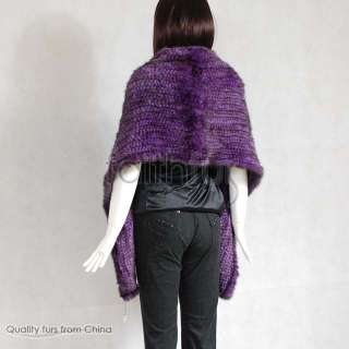 New Mink Fur Knitted Cape/Poncho/Wrap/Shawl/Scarf/Stole  