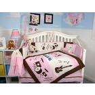   Designs Pink and Brown Rock Band Baby Crib Nursery Bedding Set 10 pcs