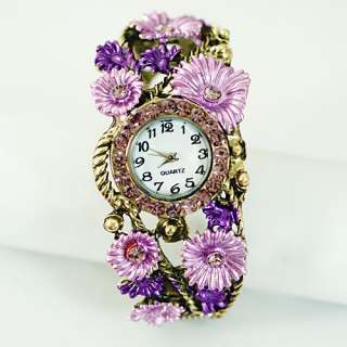   Chrysanthemum Tibet Silver Gems Diamante CZ Bracelet Watch Jewelry