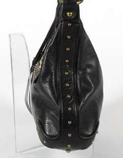 Michael Kors Black Pebbled Leather Studded Hobo Shoulder Bag Purse 