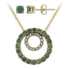   Glitzy Rocks Gold over Silver Emerald and Diamond Accent Jewelry Set