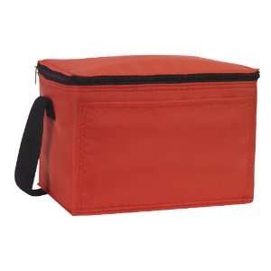   Insulated 6 Can Cooler with Front Pocket (Red): Patio, Lawn & Garden