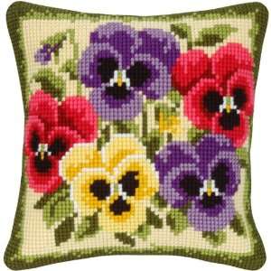  Pansy Cross Stitch Cushion Kit Arts, Crafts & Sewing