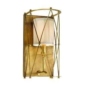    Aged Brass Wall Sconce with Box Pleat Shade 13 11