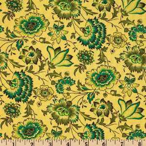  45 Wide Veranda Floral Green Fabric By The Yard: Arts 