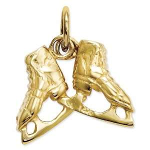  14k Yellow Gold 3 D Pair Of Ice Skates Charm: Jewelry