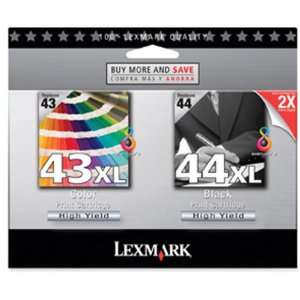 Lexmark No. 43/44 Twin Pack High Yield Black and Color Ink Cartridge 