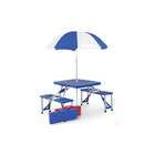   Person Portable Foldable Camping Picnic Table With Umbrella   Blue