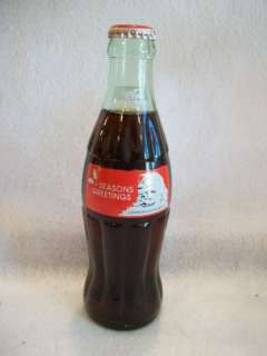 1991 Seasons Greetings Santa Coke Bottle Coca Cola  