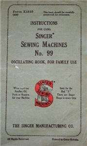 Singer 99 Sewing Machine Instruction Manual CD  