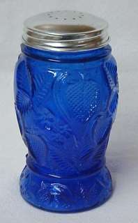 Blue Depression Glass Cobalt Strawberry Salt Pepper New  