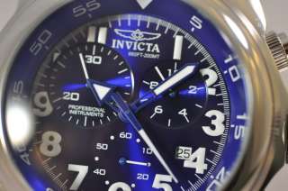 New Mens Invicta 5419 Force Master Chronograph Blue Dial Leather Watch 