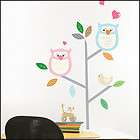 OWLS ON BRANCHES wall stickers over 90 decals patterned leaves flowers 