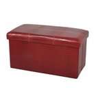 Privilege International Faux Leather Storage Ottoman   Red   16H x 30 